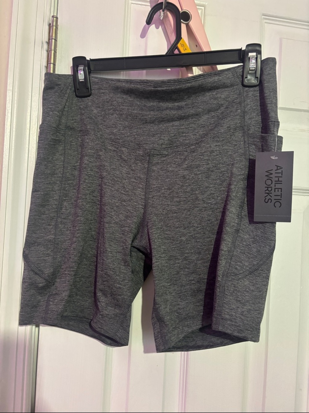 Athletic Works Women's Dark Gray Athletic Bike Shorts with Side Pockets